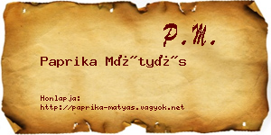 Paprika Mátyás névjegykártya